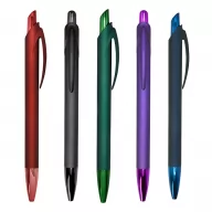 Toma fotográfica de bolígrafo poussin promocional, ideal para personalización de marca.