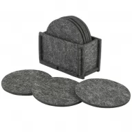 Toma fotográfica de set coasters kari promocional, ideal para personalización de marca.