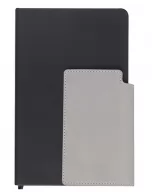 Toma fotográfica de libreta córcega promocional, ideal para personalización de marca.