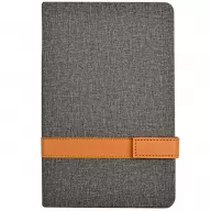 Toma fotográfica de libreta oxford promocional, ideal para personalización de marca.