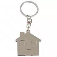 Toma fotográfica de llavero forma casa promocional, ideal para personalización de marca.