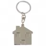 Toma fotográfica de llavero forma casa promocional, ideal para personalización de marca.