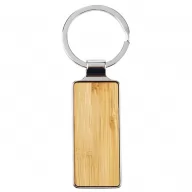 Toma fotográfica de llavero rectangular bamboo promocional, ideal para personalización de marca.