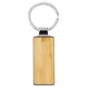 Toma fotográfica de llavero rectangular bamboo promocional, ideal para personalización de marca.