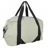 Imagen de backpacks promocionales estilo rolltop en color gris y azul con broche frontal de hebilla, cierres verticales y tirantes acolchados para personalización de marca.
