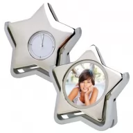 Toma fotográfica de reloj de escritorio delfos promocional, ideal para personalización de marca.