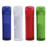 Toma fotográfica de pastillero cilíndrico promocional, ideal para personalización de marca.