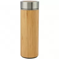 Toma fotográfica de termo bamboo promocional, ideal para personalización de marca.