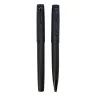 Juego de dos plumas ejecutivas en acabado negro mate con clip metálico, ideal para grabado de bolígrafos promocionales corporativos