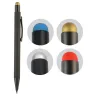 Bolígrafo negro con clip y punta stylus táctil superior disponible en variados colores, ideal para bolígrafos promocionales corporativos