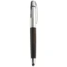 Bolígrafo metálico ejecutivo con cuerpo superior plateado y empuñadura texturizada negra, ideal para bolígrafos promocionales empresariales