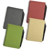 Toma fotográfica de libreta kenia promocional, ideal para personalización de marca.