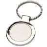 Llavero metálico redondo en blanco diseñado para personalización y grabado de llaveros promocionales corporativos