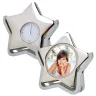 Toma fotográfica de reloj de escritorio delfos promocional, ideal para personalización de marca.