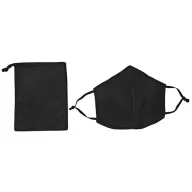 Toma fotográfica de cubreboca cobalto promocional, ideal para personalización de marca.